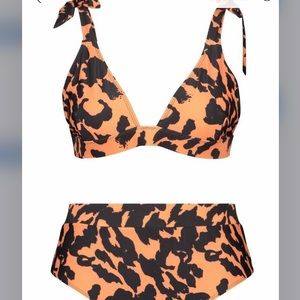 Orange Leopard Print High waisted Bikini